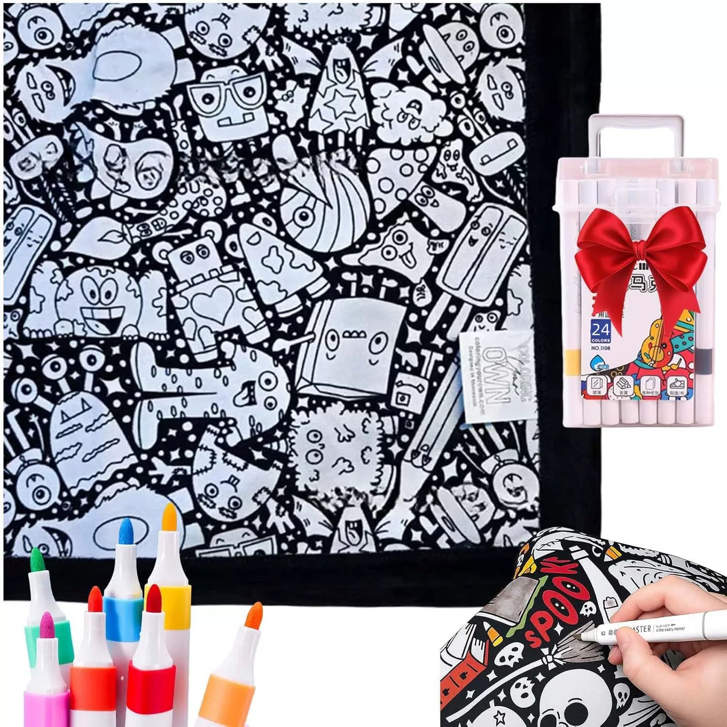Washable DIY Coloring Blanket With 24 Markers