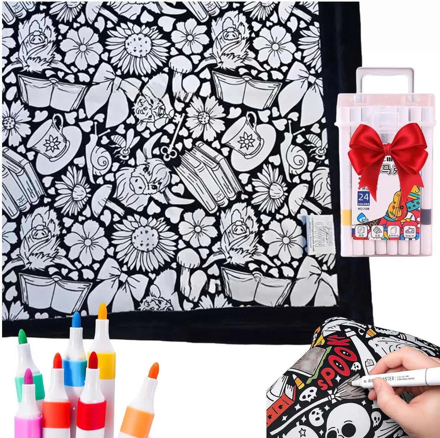 Washable DIY Coloring Blanket With 24 Markers