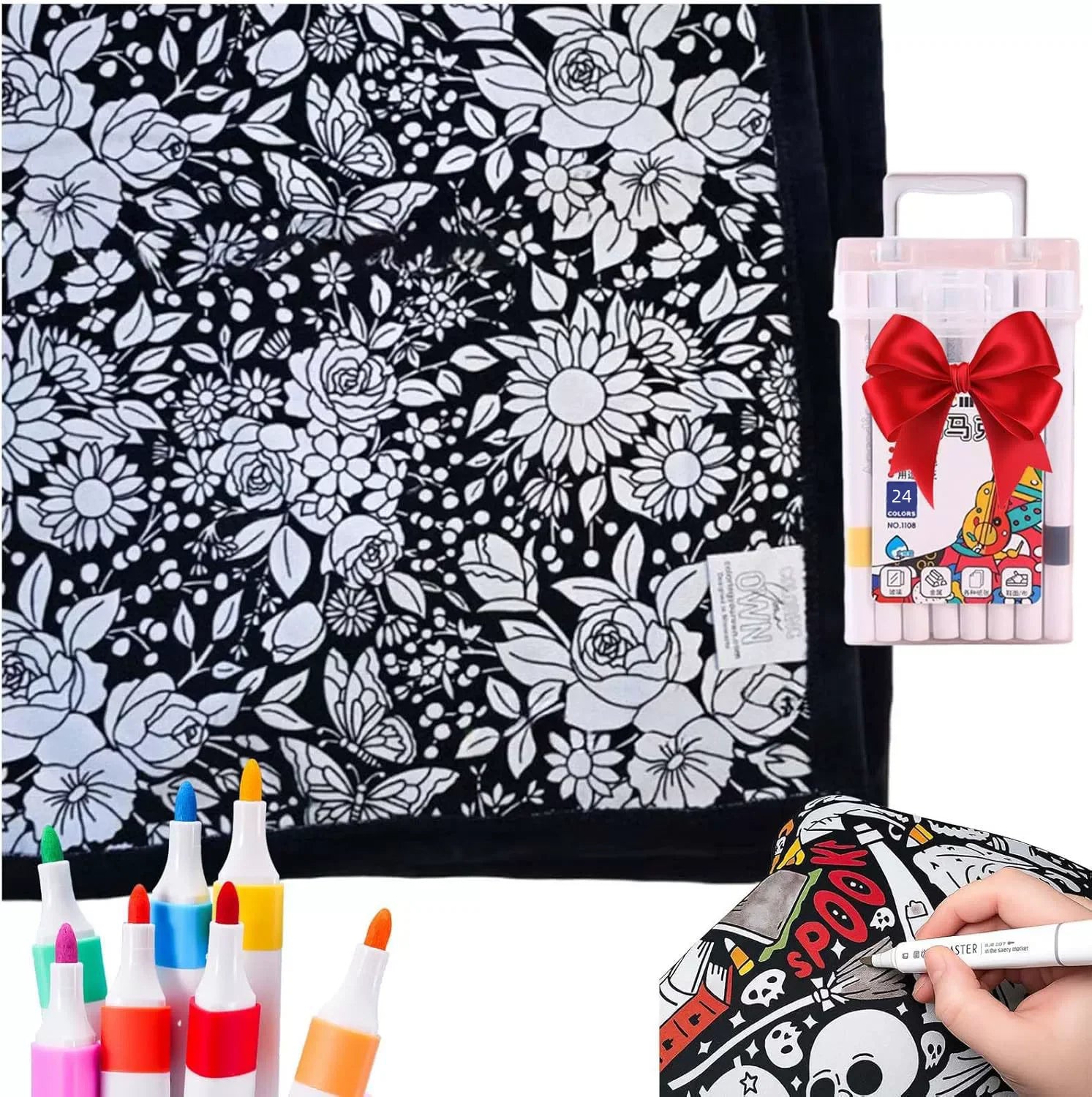 Washable DIY Coloring Blanket With 24 Markers