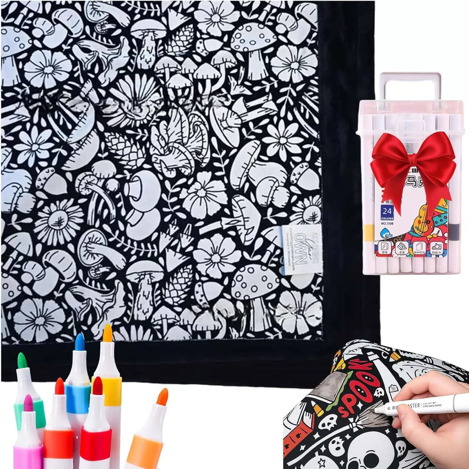 Washable DIY Coloring Blanket With 24 Markers